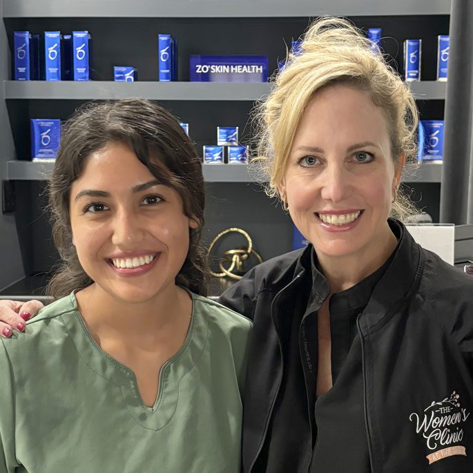 Deborah Verucchi and Ashley Maya A Photo of Ashley Maya, Aesthetician and Deborah Verucchi, Owner of The Women's Clinic at the Grove